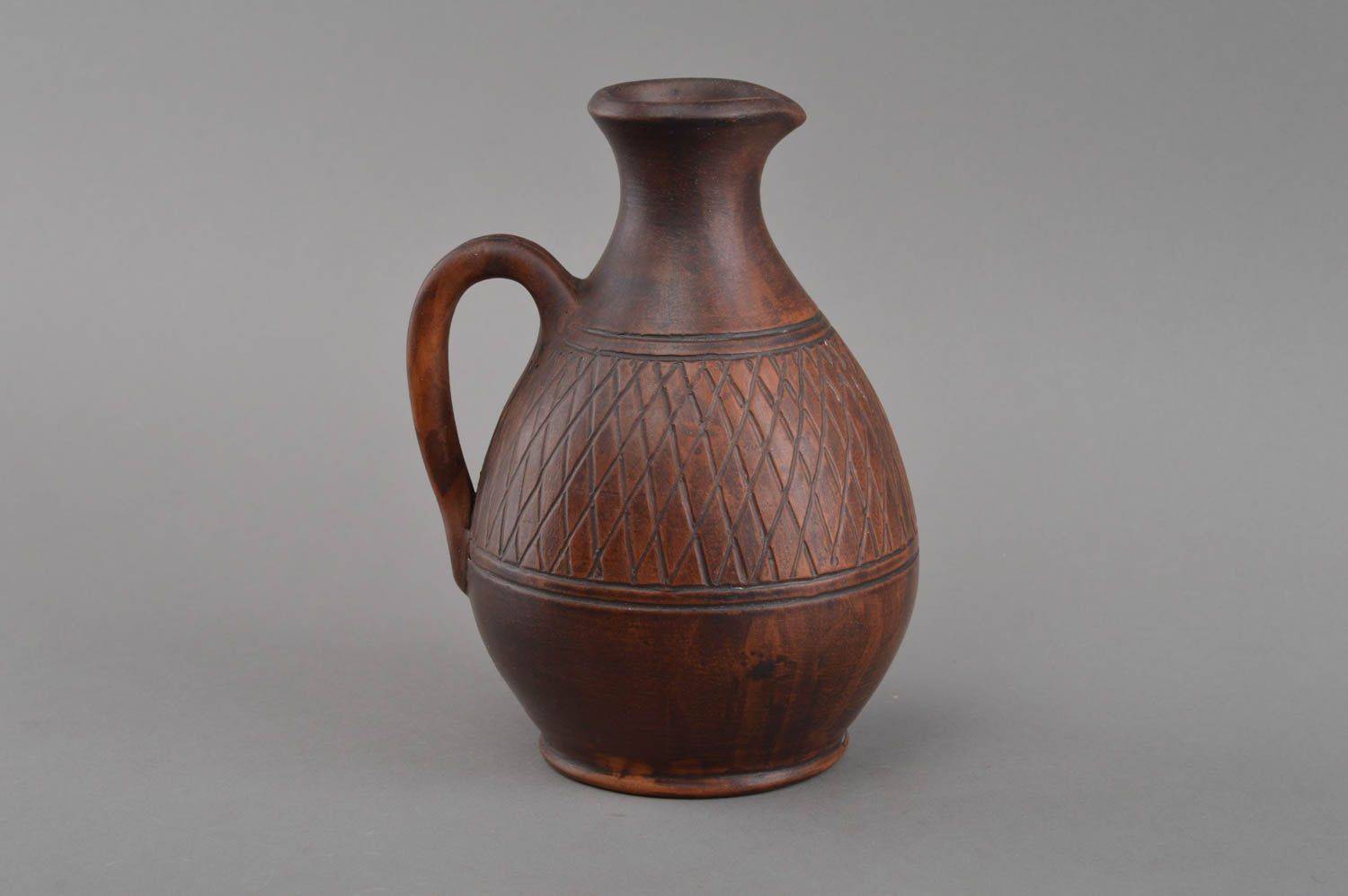 Jarro de cerámica hecho a mano 500 ml vajilla de barro marrón regalo para mujer foto 2