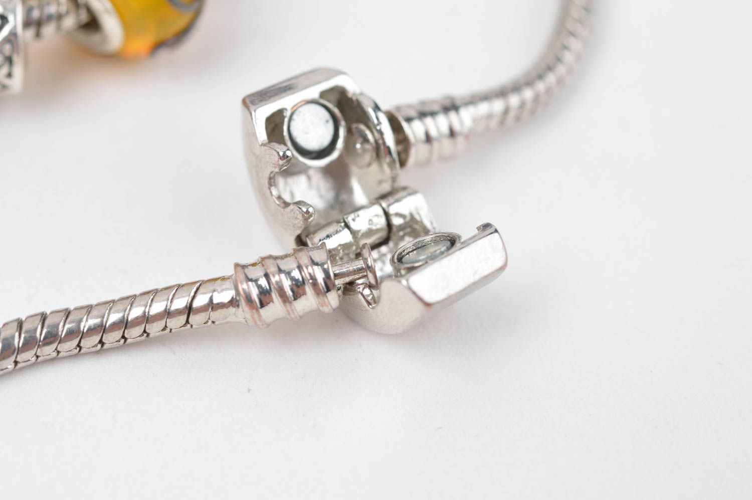 Pandora-style beaded bracelet with glass handmade beads on metal cord photo 4