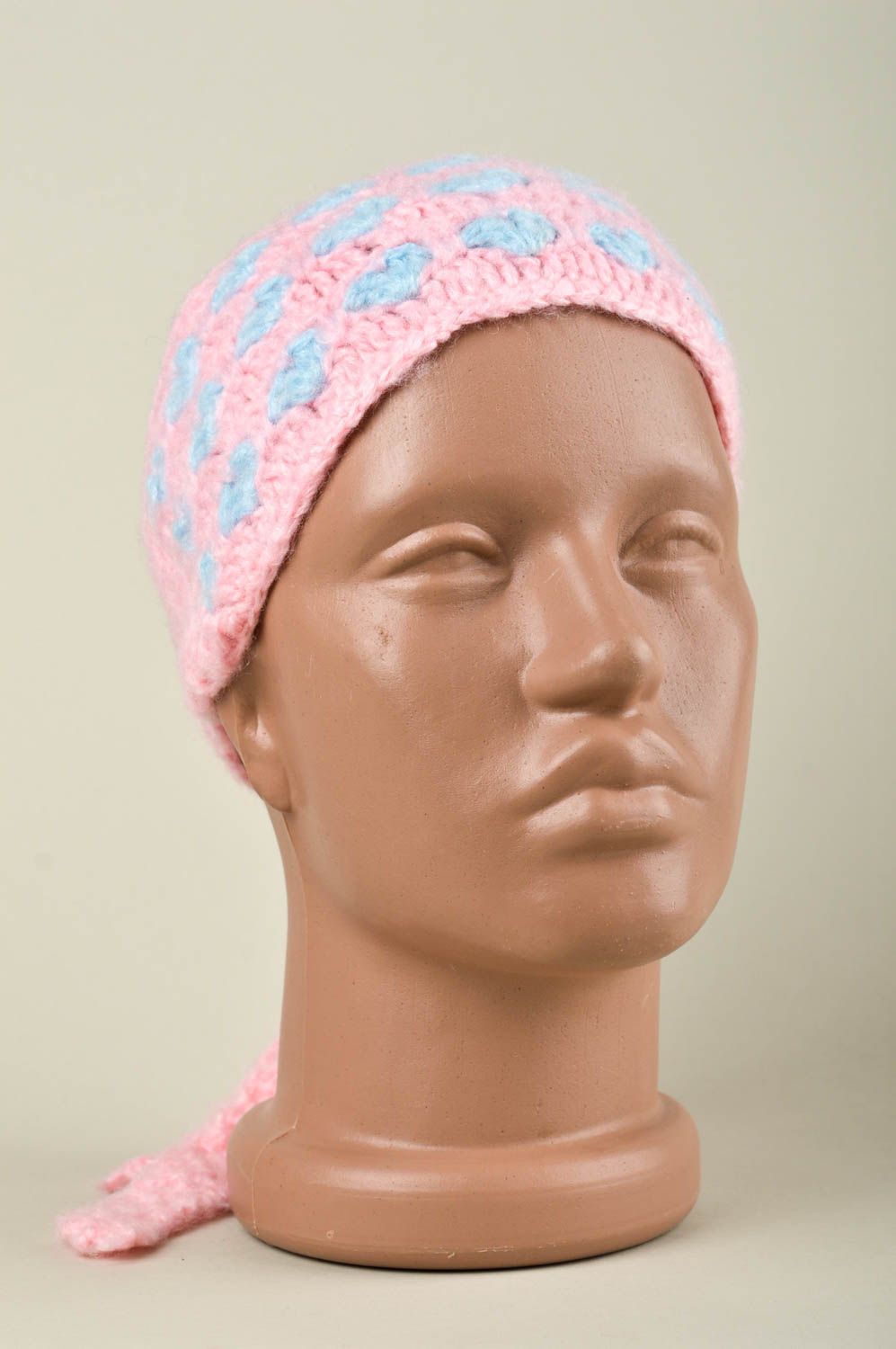 Handgefertigt dünnes Haarband Häkel Accessoire Haarschmuck für Kinder rosa foto 1