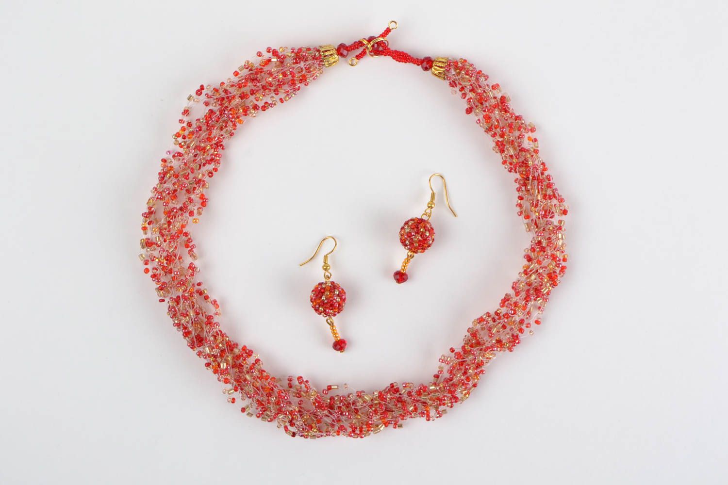 Designer beaded necklace handmade seed beads jewelry stylish earrings for women photo 5