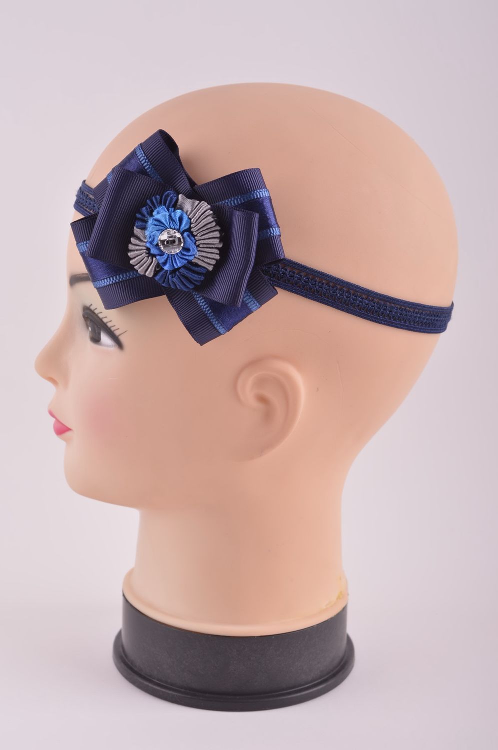 Аксессуар для волос хэнд мэйд полоска для волос ободок на голову синий фото 3