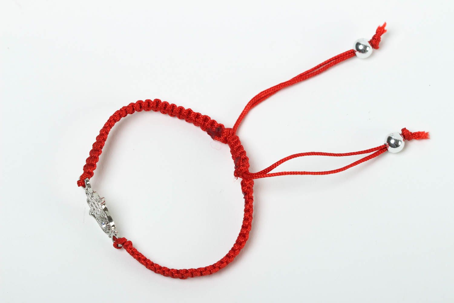 Bracelet textile Bijou fait main fils rouges Accessoire femme original photo 2