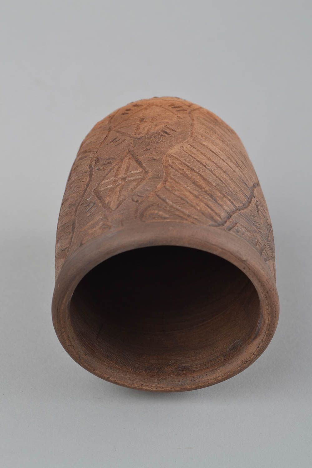 Vaso de arcilla artesanal bonito original en estilo étnico decorativo 250 ml foto 4