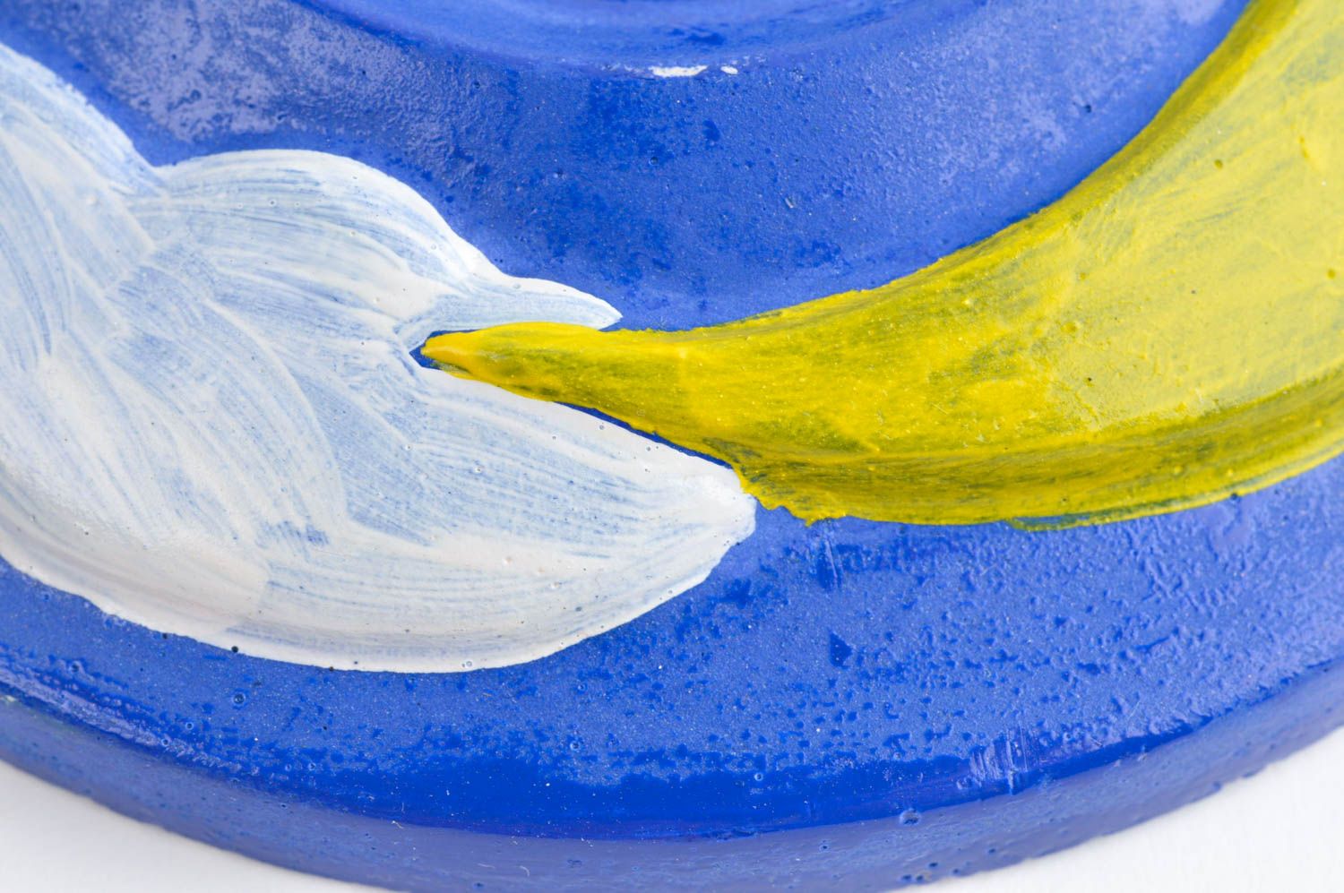 Bougeoir bleu fait main Support bougie en plâtre Déco maison Croissant de Lune photo 5