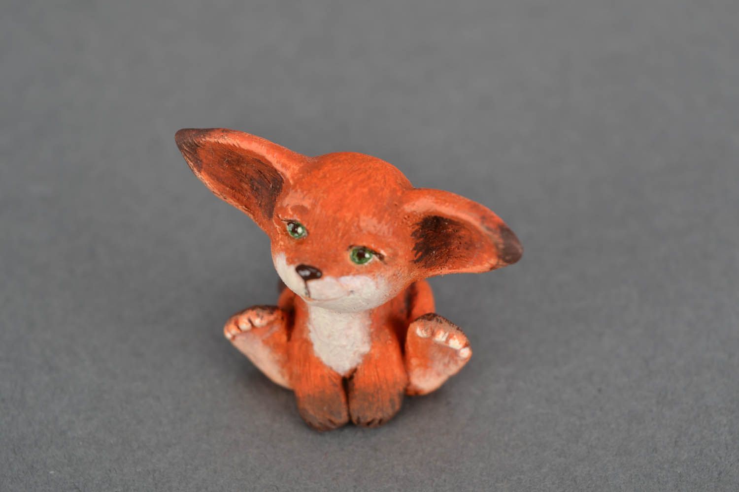 Tiny clay statuette Little Fox photo 5