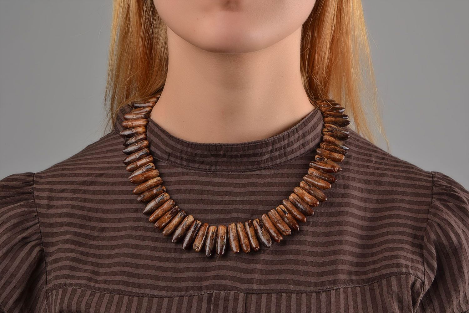 Handmade necklace wooden bead necklace designer jewelry handmade accessories photo 1