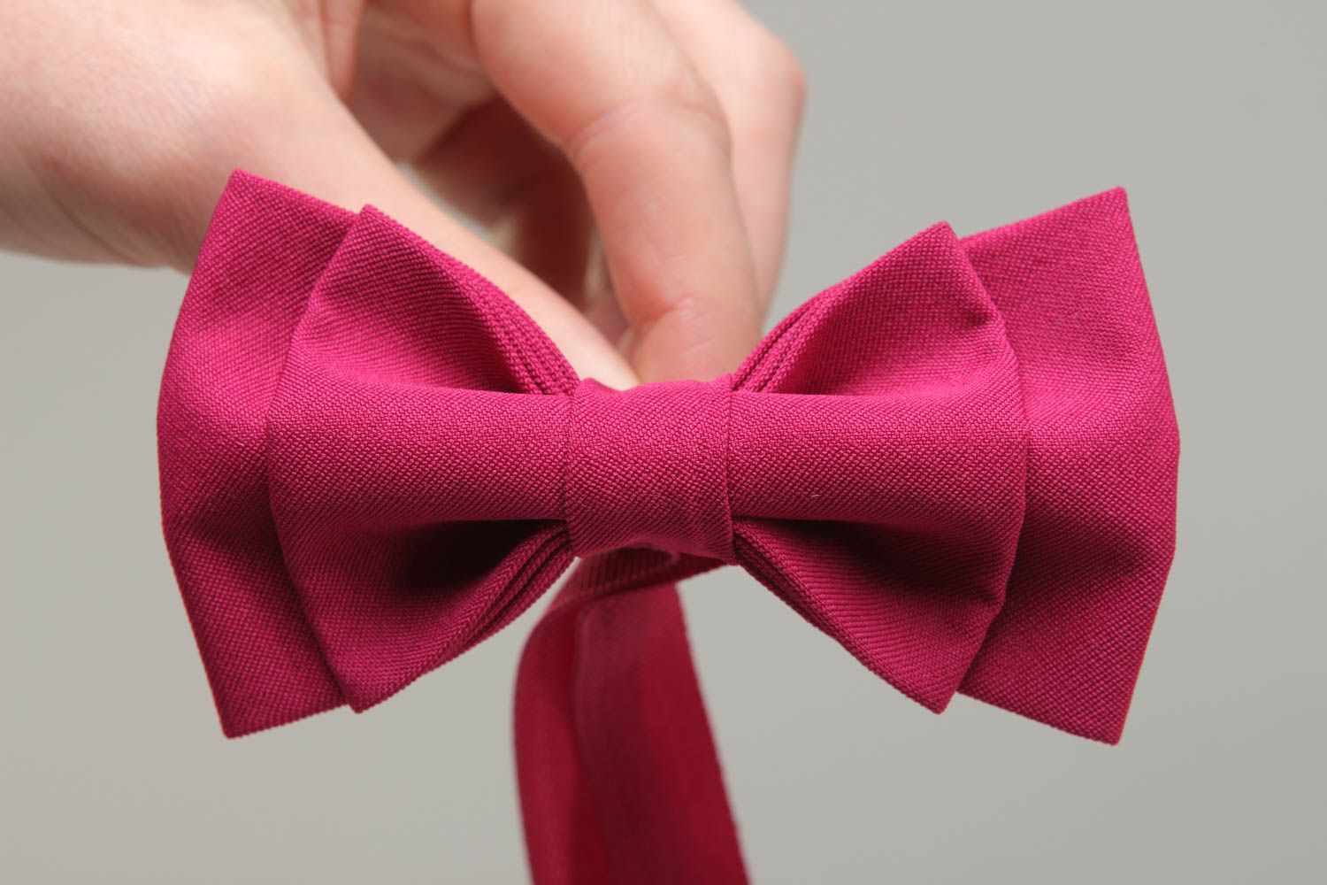 Crimson cotton bow tie photo 4