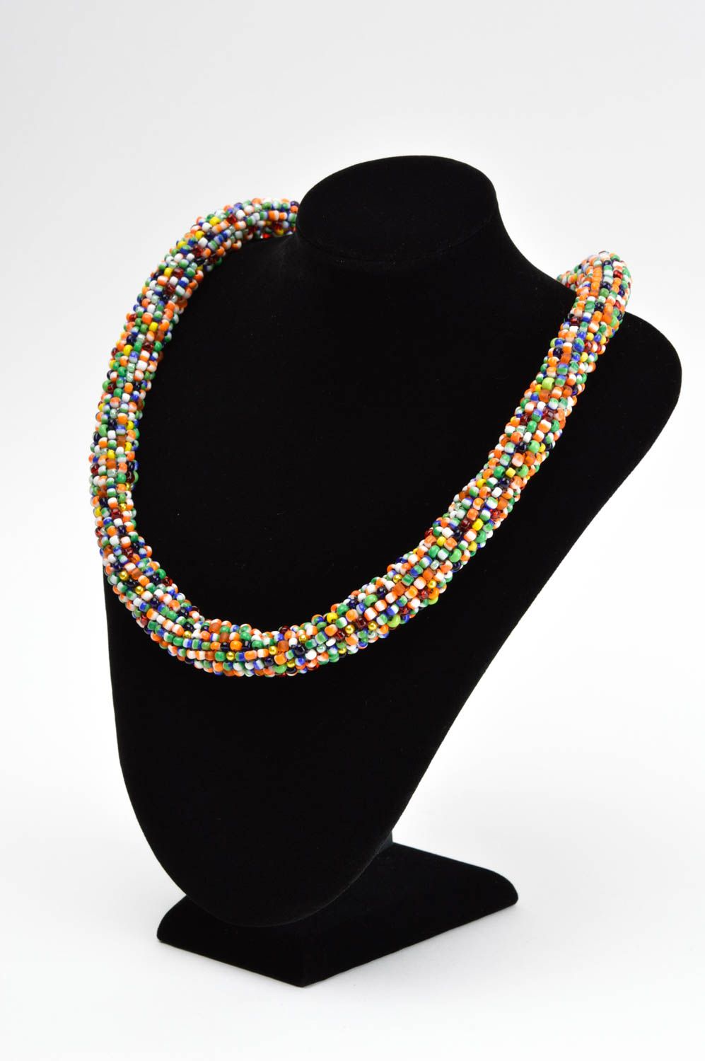 Жгут из бисера ручной работы разноцветное ожерелье из бисера авторская бижутерия фото 1