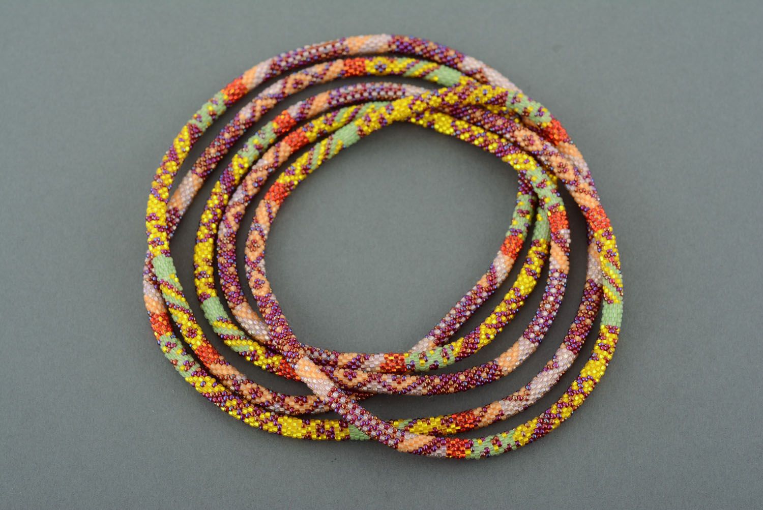 Homemade beaded cord necklace Leaving Summer photo 3