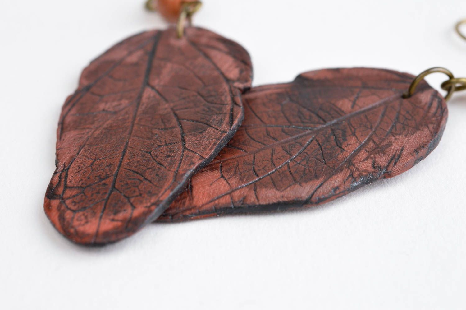 Модные серьги украшение ручной работы серьги из полимерной глины коричневые фото 4