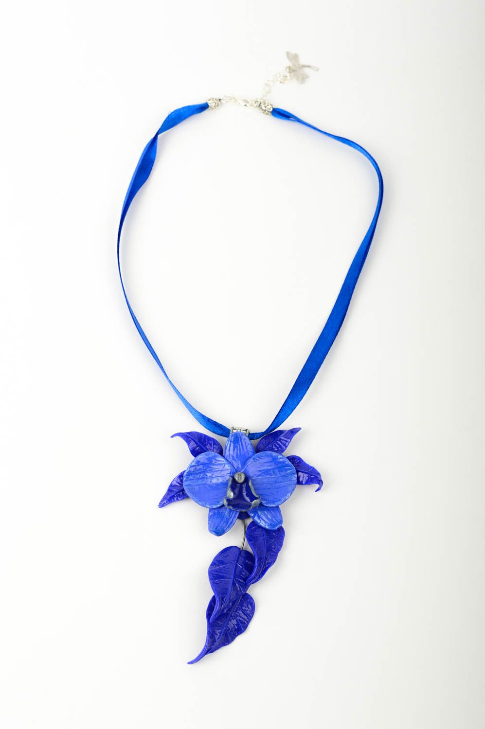 Модная бижутерия украшение на шею ручной работы бижутерия из пластики синее фото 1