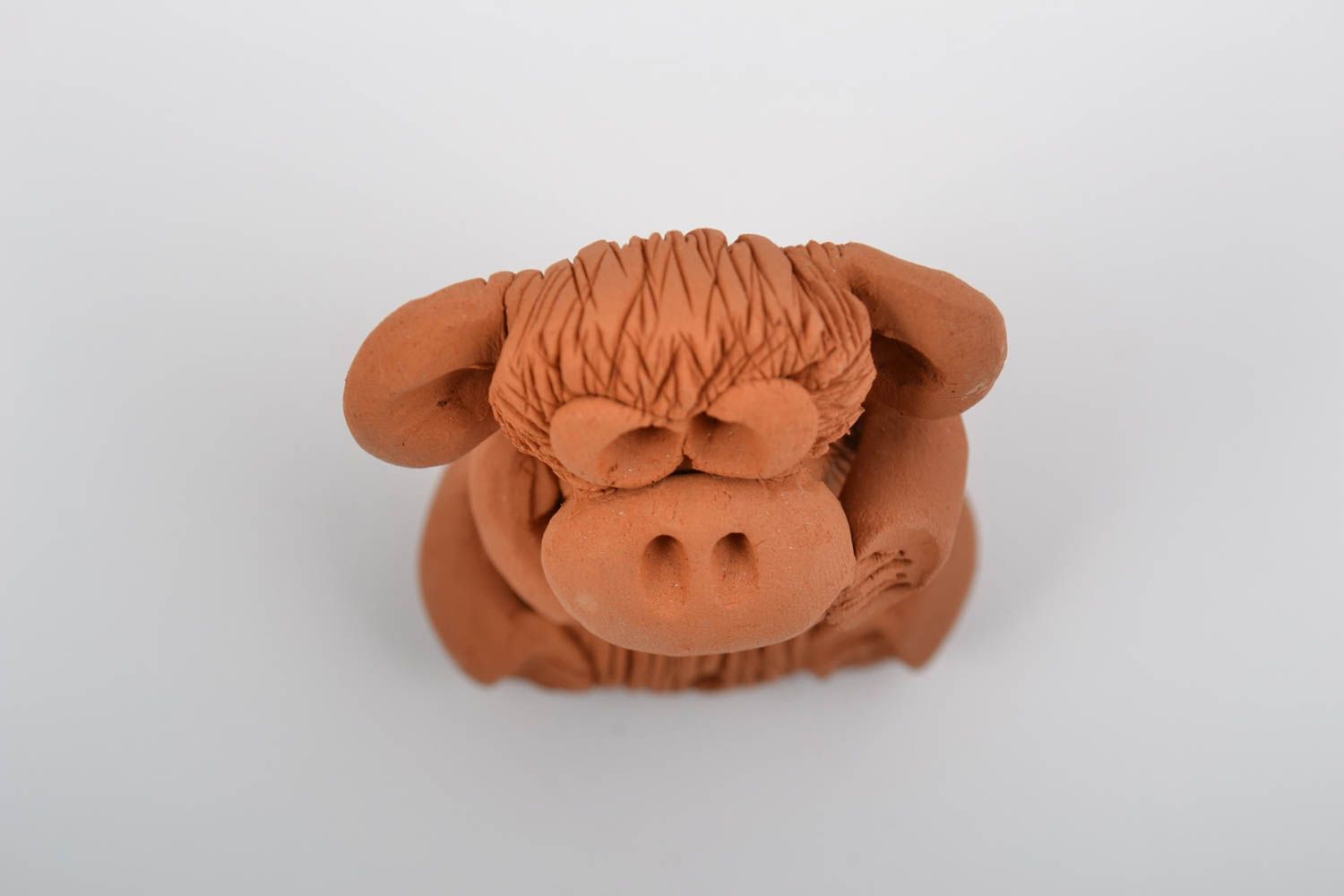Figura de cerámica en miniatura hecha a mano original mono foto 4