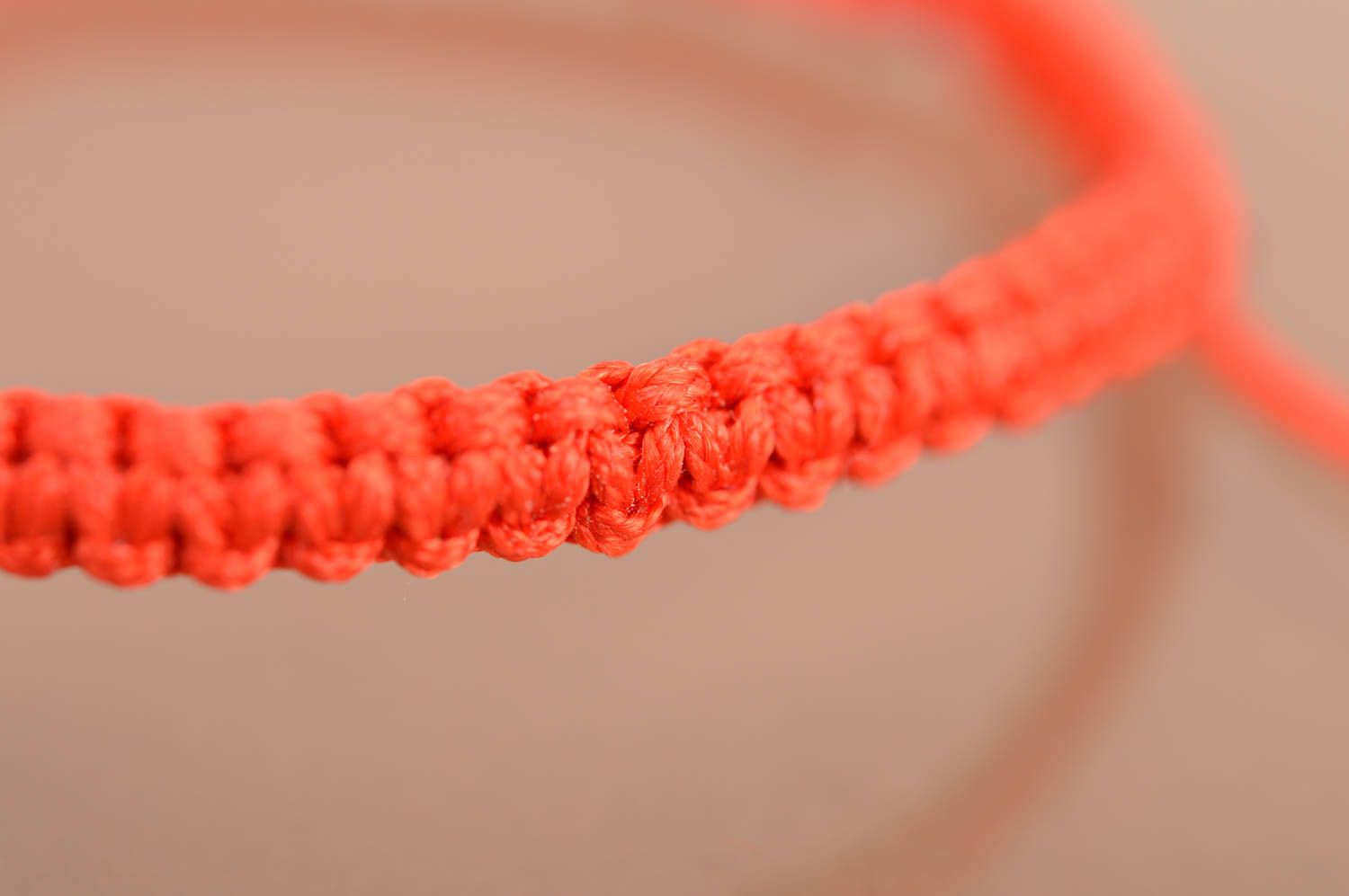 Handmade cute thin woven red bracelet made of silk threads with anchor photo 4