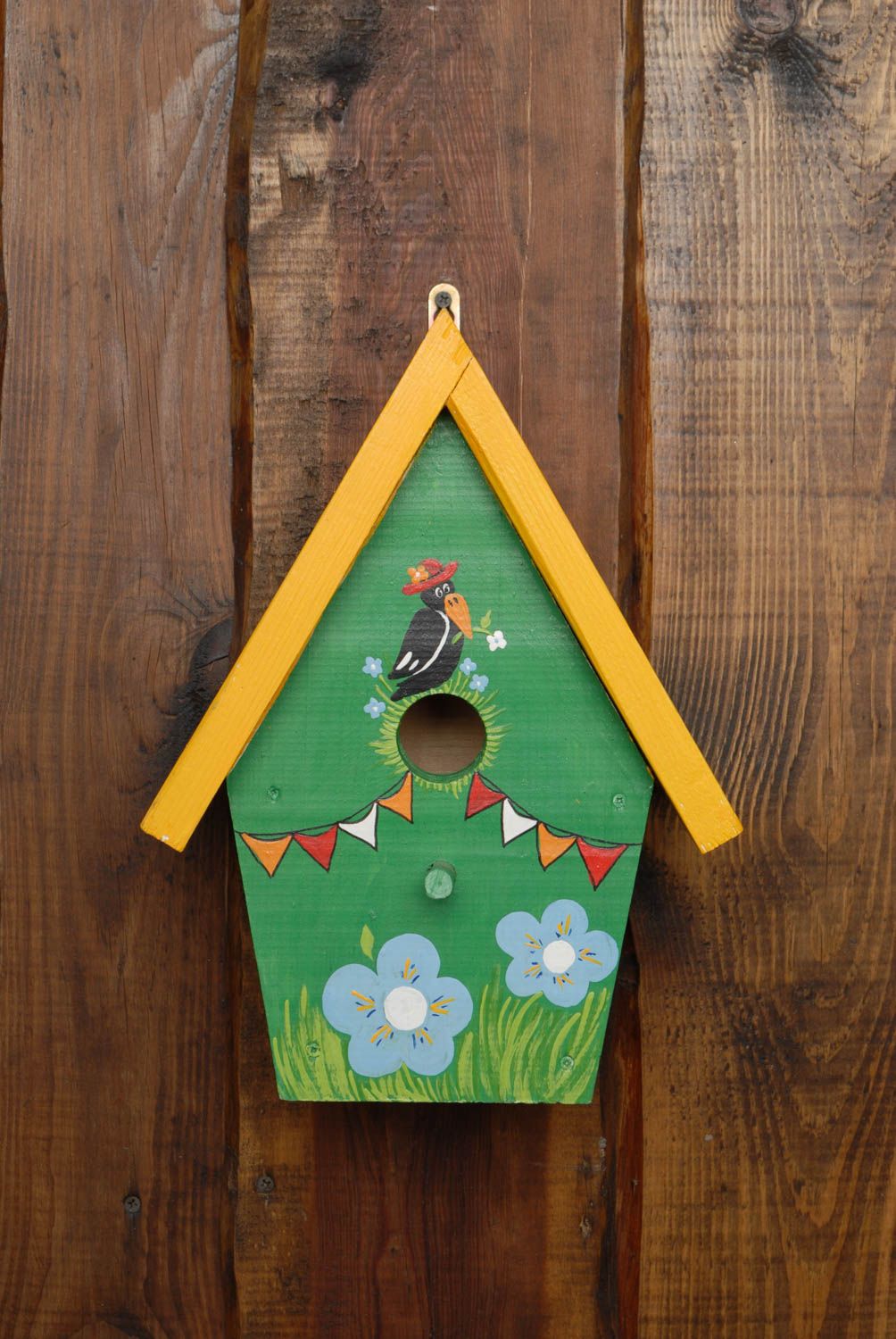 Bright painted wooden nest box photo 3