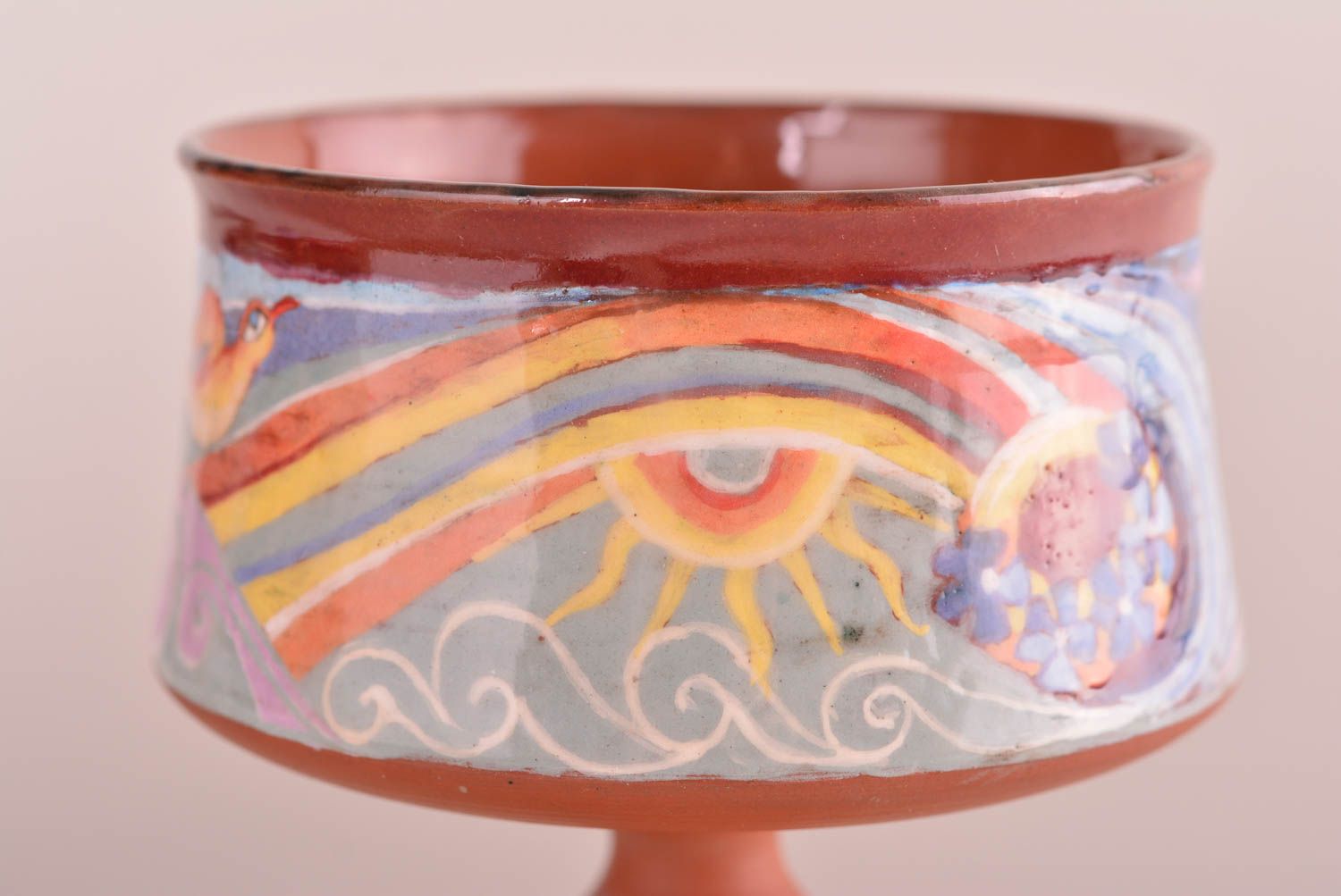 Copa de barro para vino vaso de cerámica artesanal regalo original 400 ml foto 3