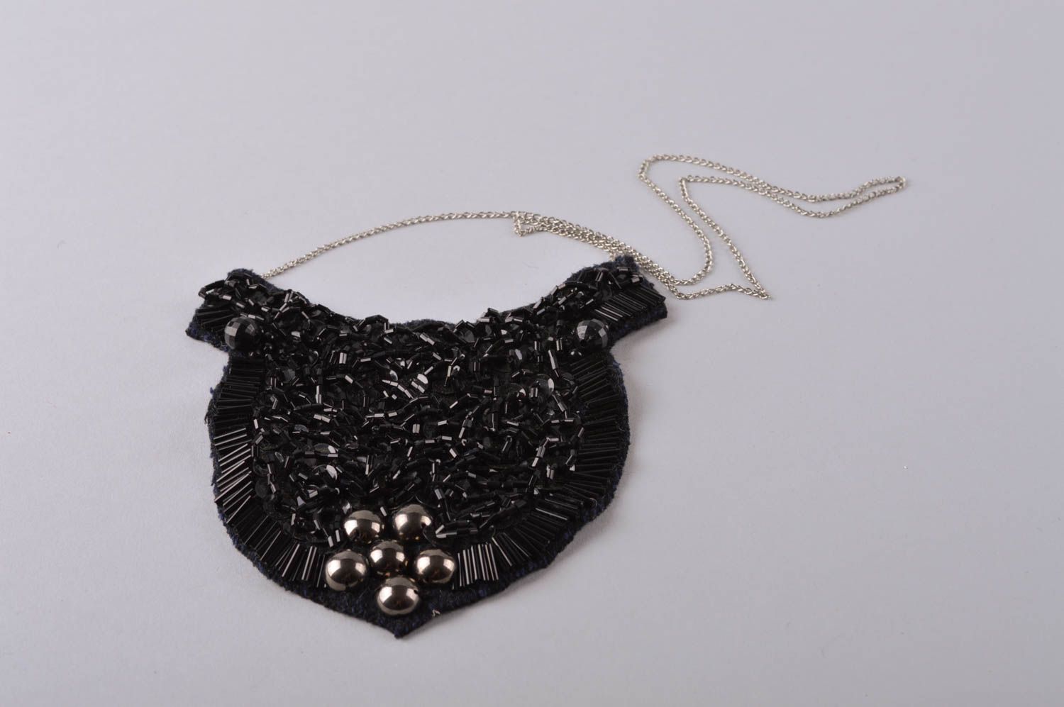 Handmade jewelry design necklace big black evening necklace women accessories   photo 4
