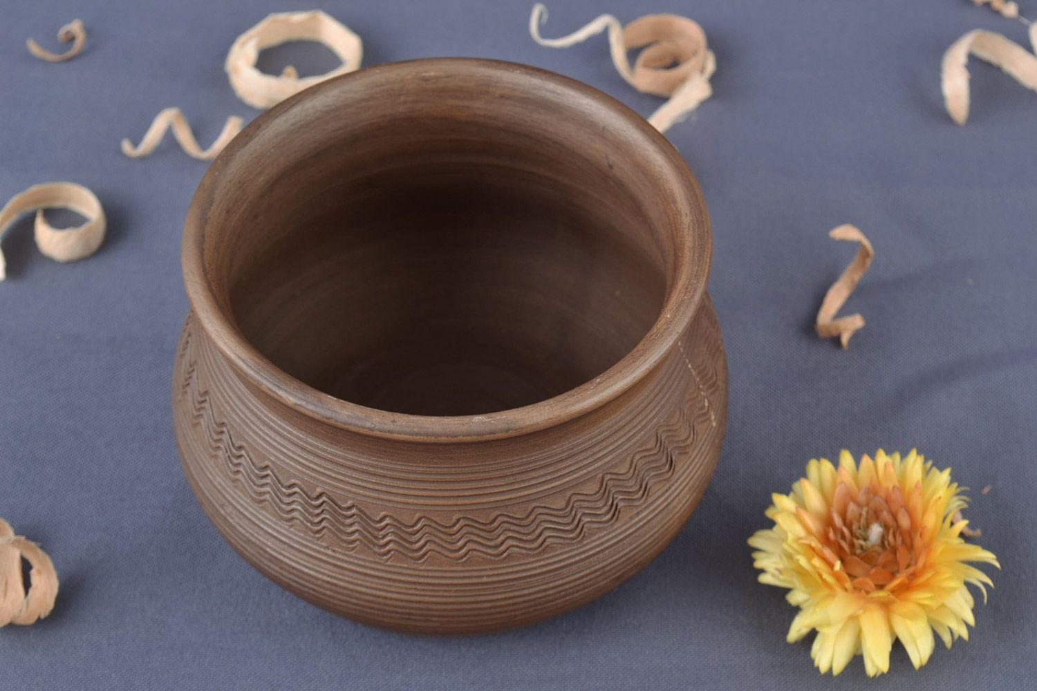 Pote artesanal de cerámica para crema agria de 150 ml hecho a mano de arcilla foto 1