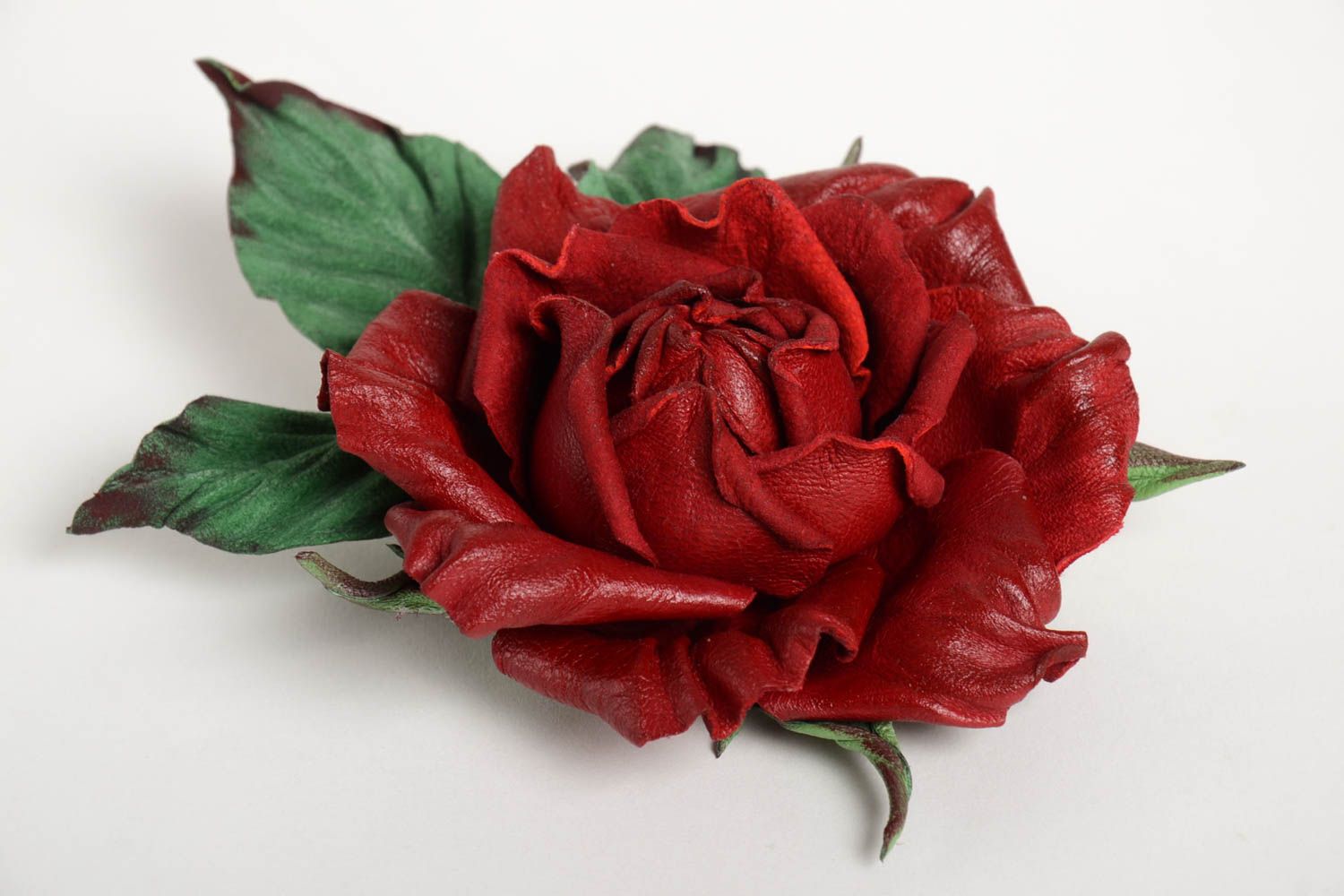 Авторская бижутерия ручной работы красивая брошь роза модная брошь из кожи фото 2