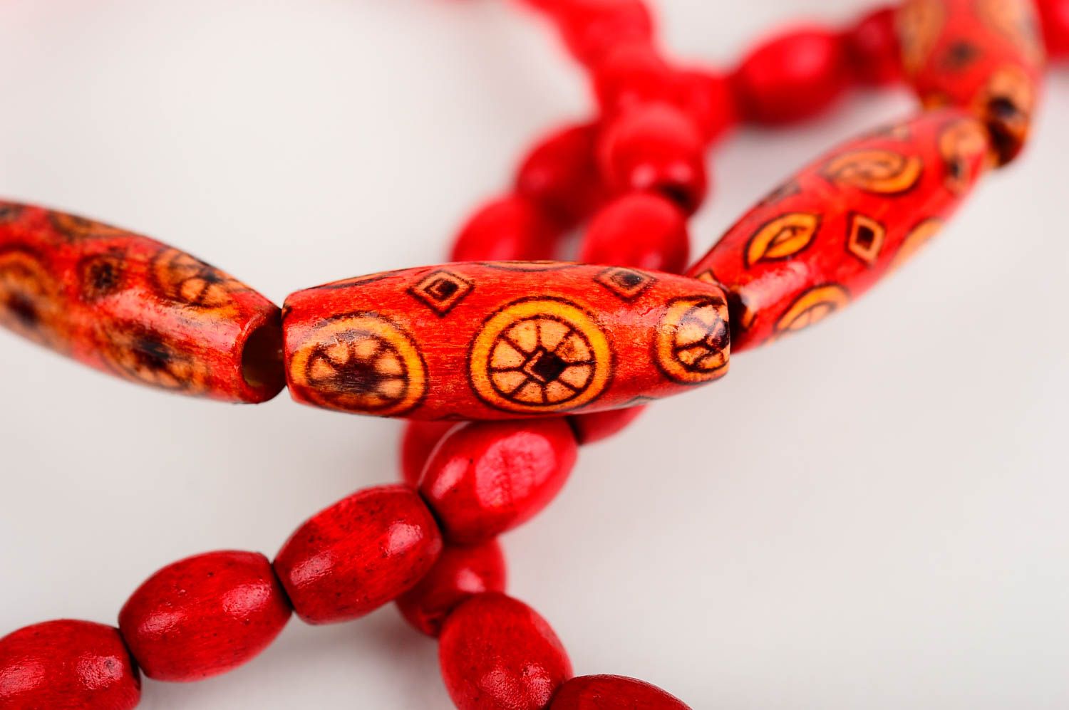Three-layer hot red wooden beads bracelet for girls photo 5