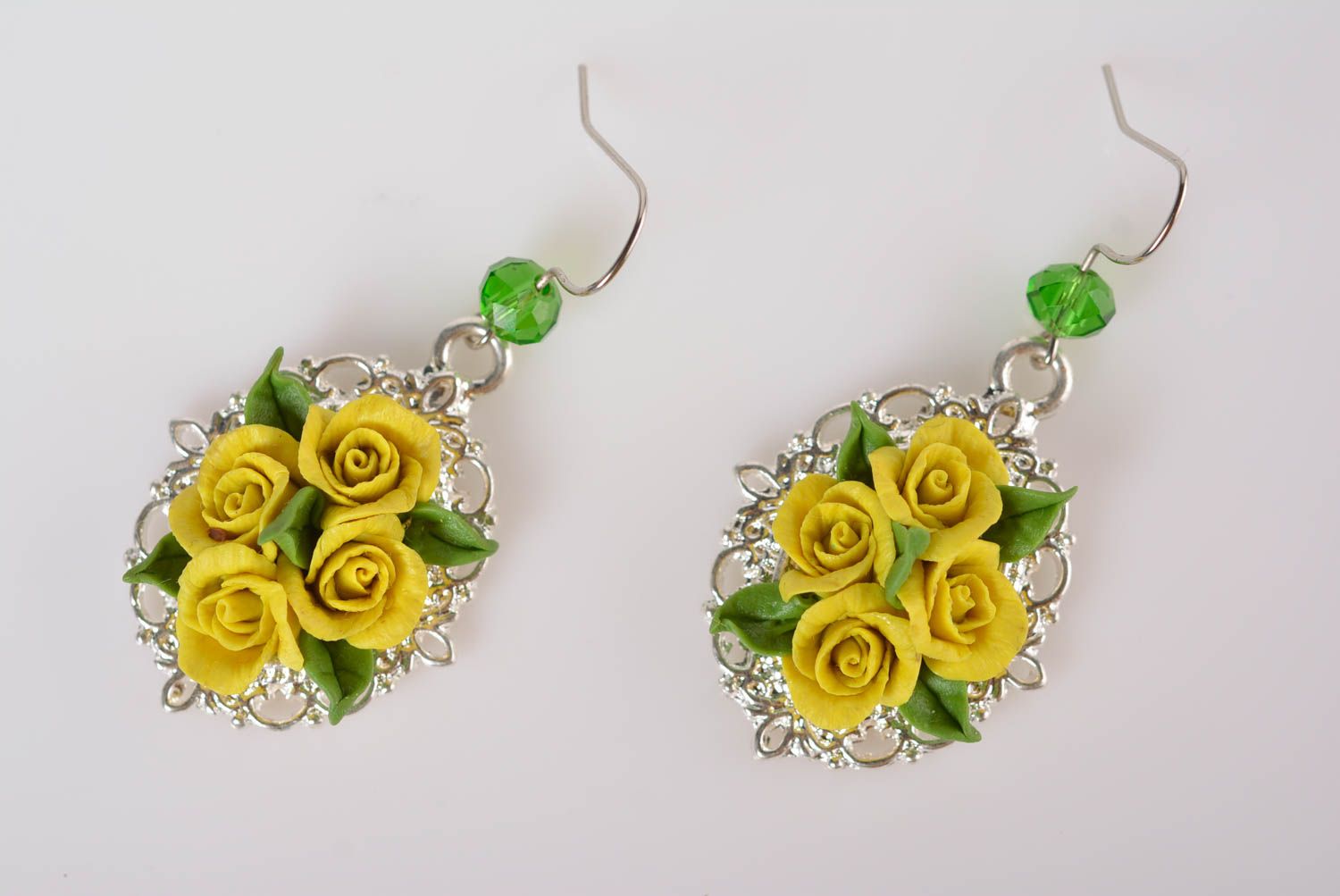 Gelbe Blumen Ohrringe handmade Accessoire für Frauen originelles Geschenk foto 2
