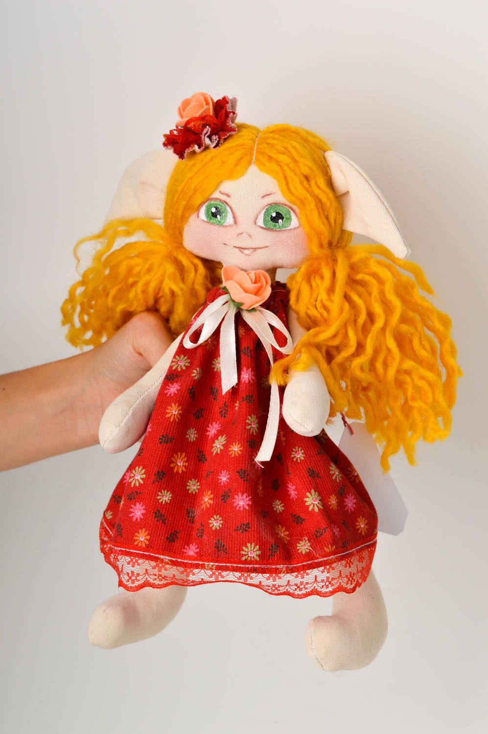 Muñeca artesanal de percal y pana decoración de casa regalo original para niña foto 2