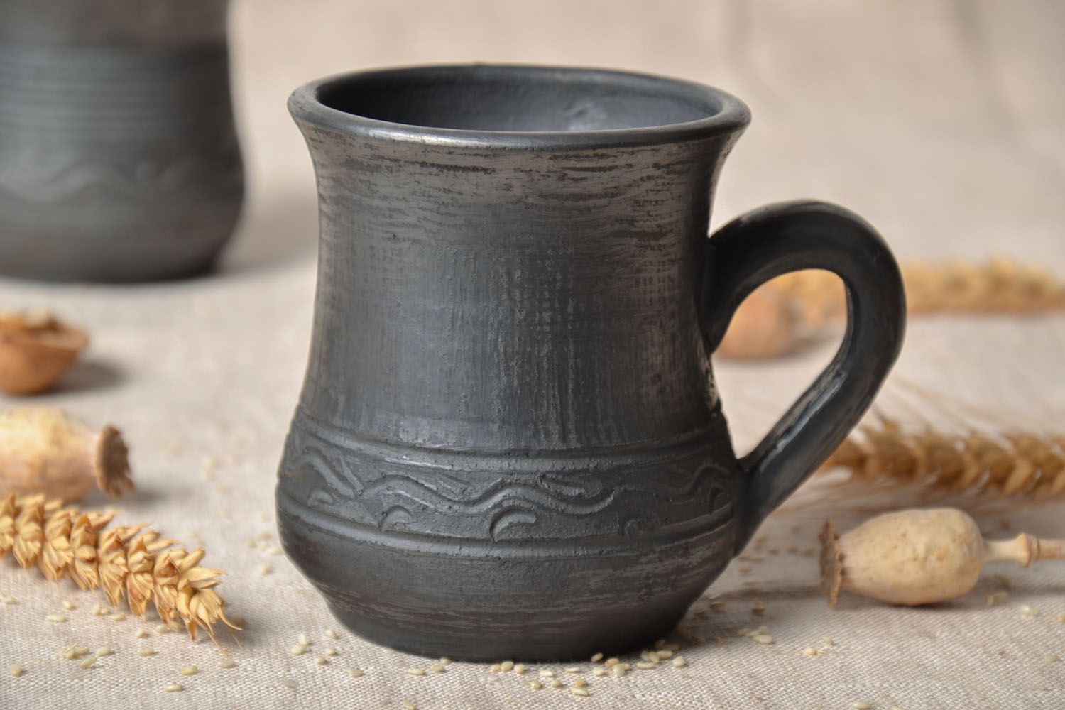 Boccale in ceramica decorativo fatto a mano calice in argilla utensili da cucina foto 1