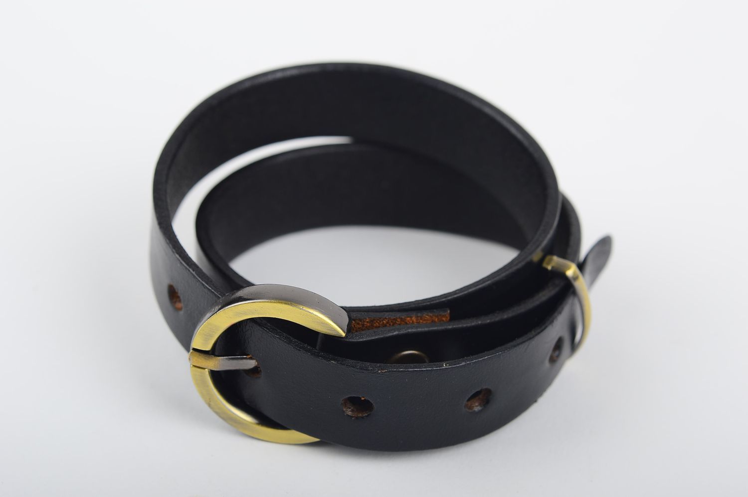 Bracelet en cuir Bijou fait main noir design de créateur Accessoire homme photo 2