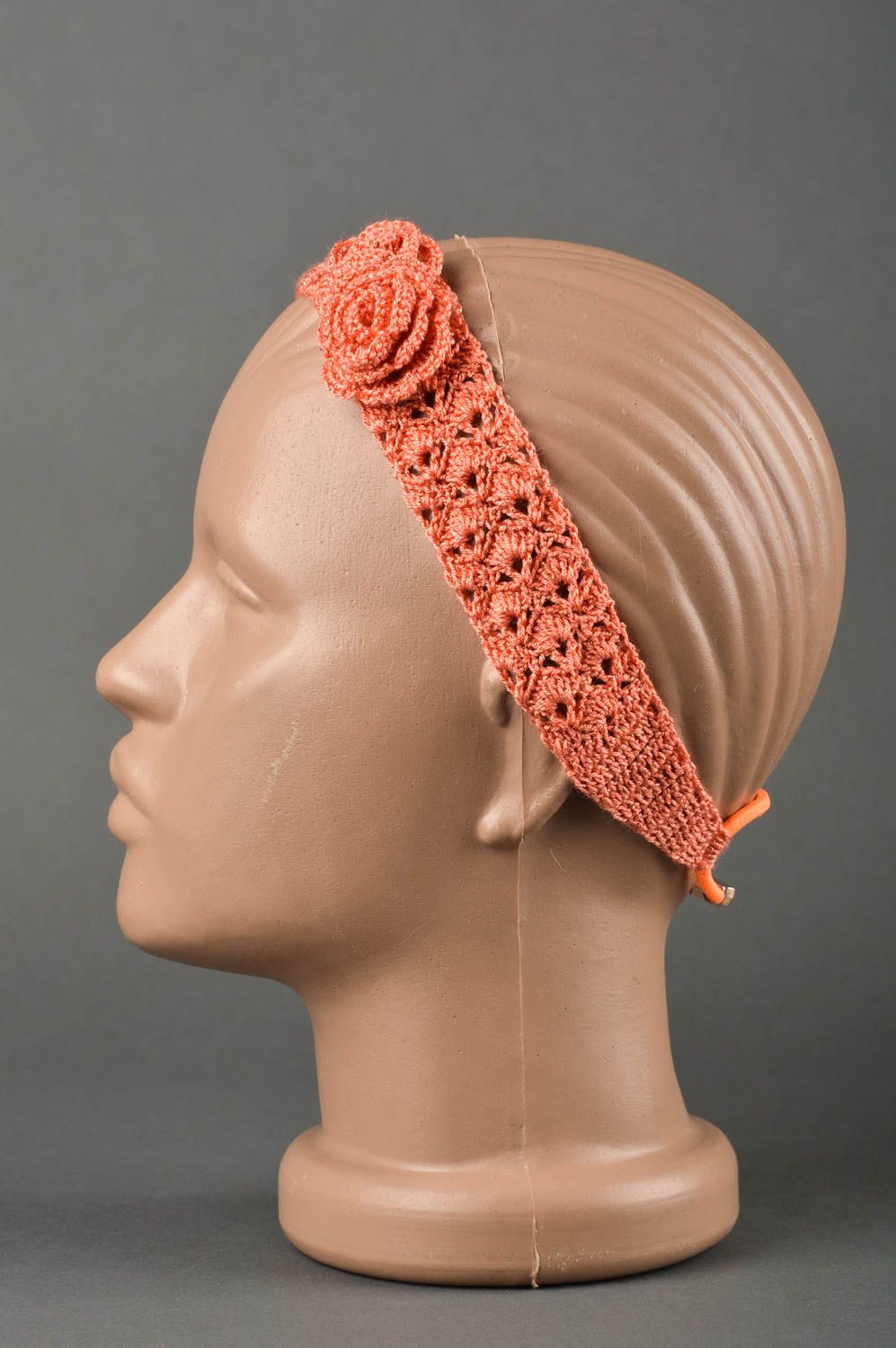 Banda para el cabello hecha a mano regalo para niñas naranja accesorio tejido foto 2