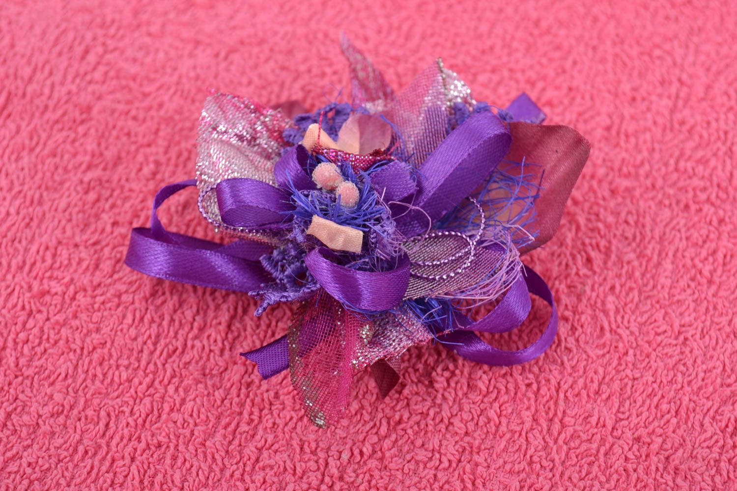Handmade blank for jewelry with flowers beautiful purple designer hairpin photo 1