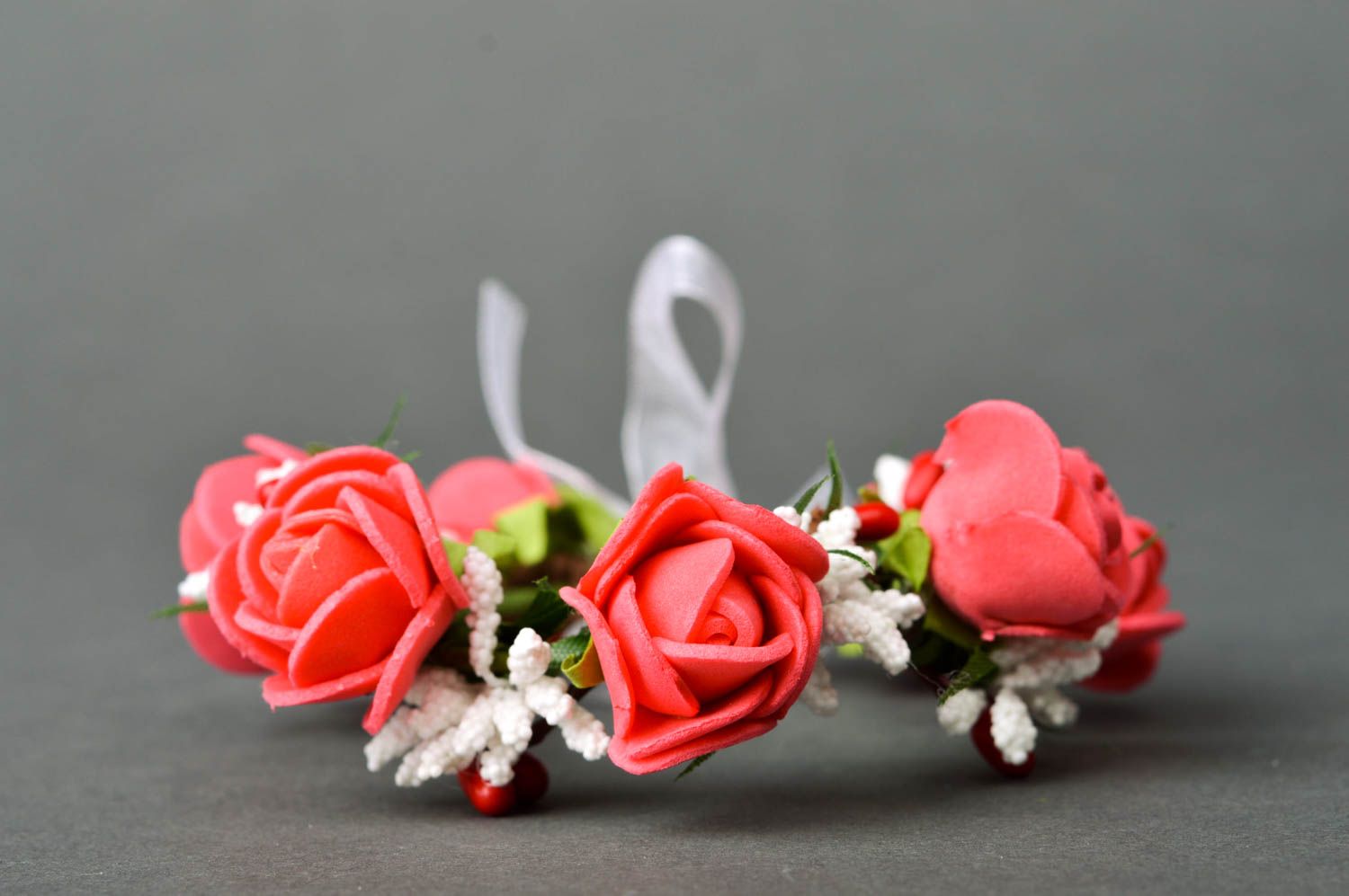 Armband Blumen handgefertigt Designer Schmuck,Frauen Geschenk in Rosa Weiß foto 4