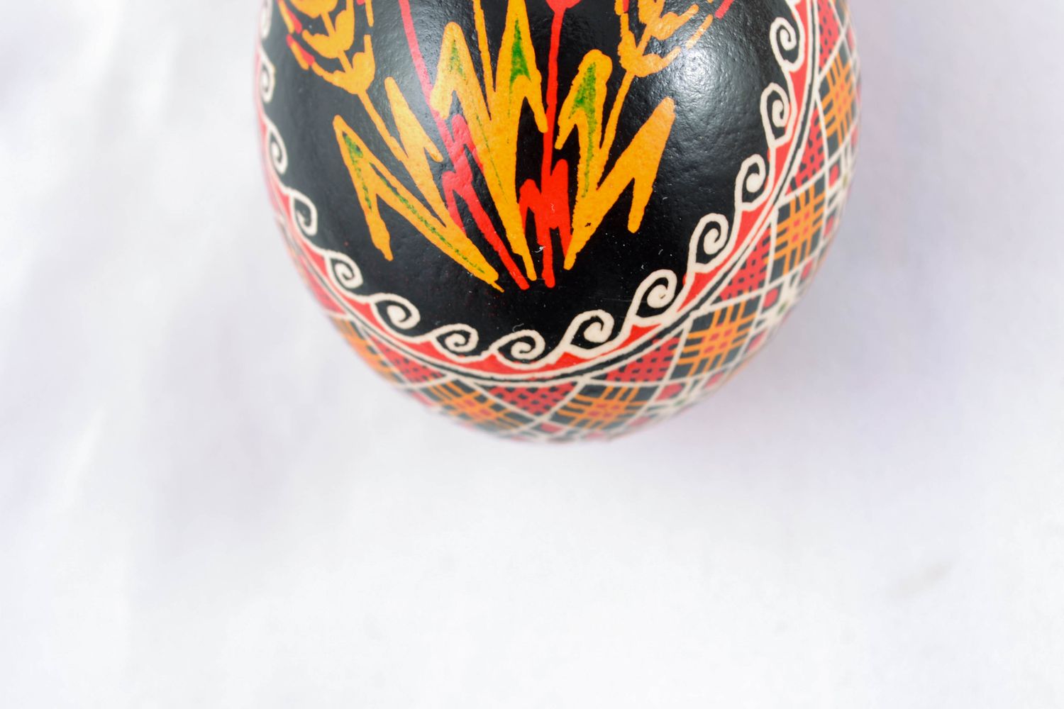 Handmade painted chicken egg with the image of wheat ears photo 5