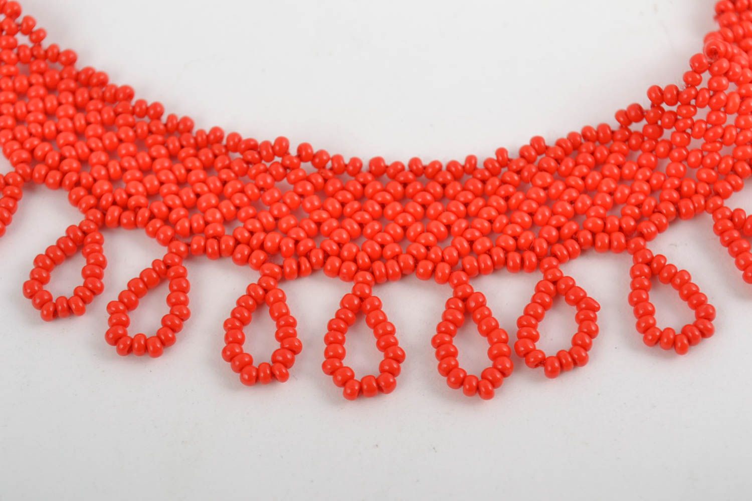 Handmade red beautiful designer bright necklace made of Czech beads photo 3