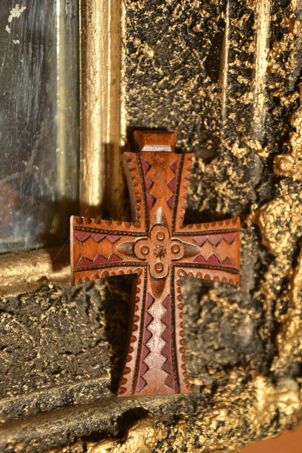 Крест без распятия кулон на шею ручной работы крест нательный деревянный крестик фото 1