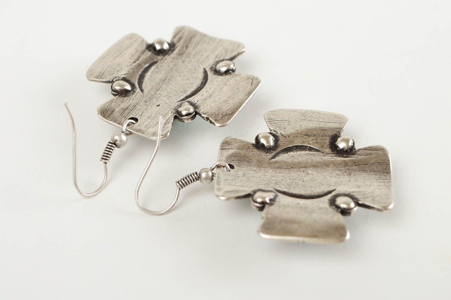 Geschenk für Frauen Handmade Ohrringe Designer Schmuck Metall Ohrringe Kreuz foto 5