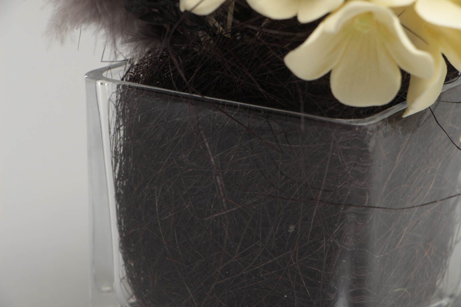 Deco Blumen aus Polymerton handmade Ikebana originell für Frauen Geschenk foto 3