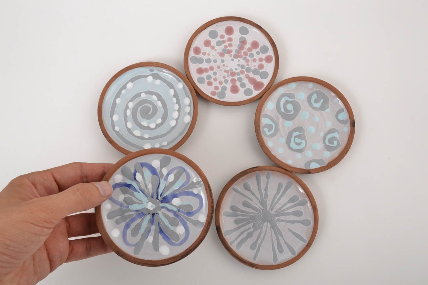 Handmade ceramic plates clay dishes painted plates 5 painted plates clay plate   photo 5