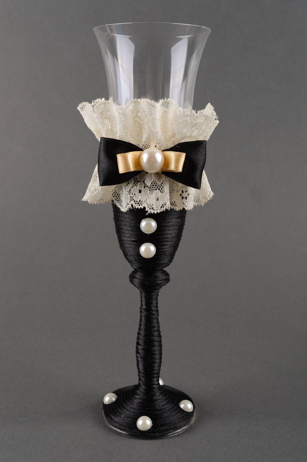 Flûtes à champagne faites main Vaisselle en verre Idée cadeau robe smoking 2 pcs photo 2