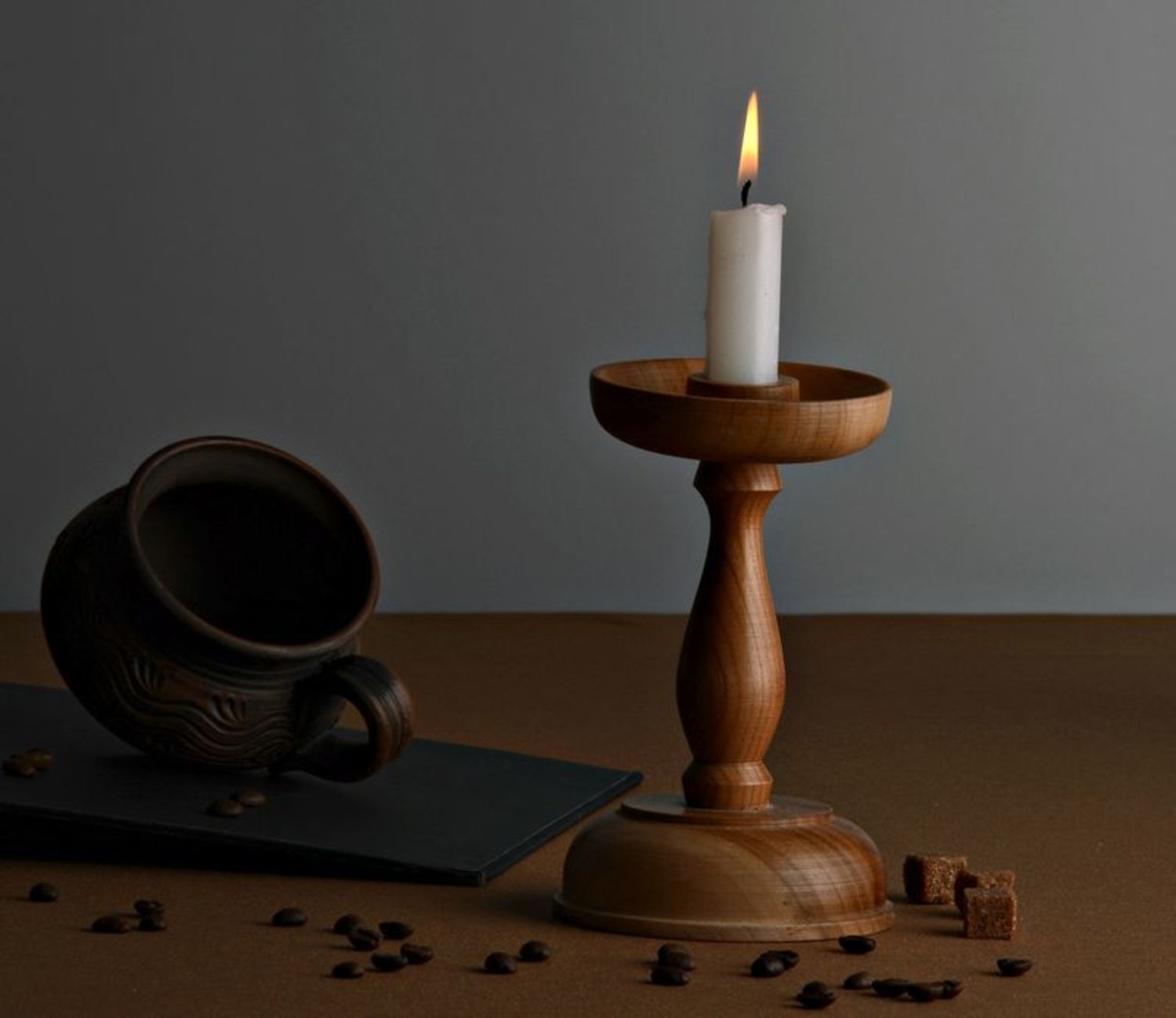 Wooden candlestick Candle holder photo 2
