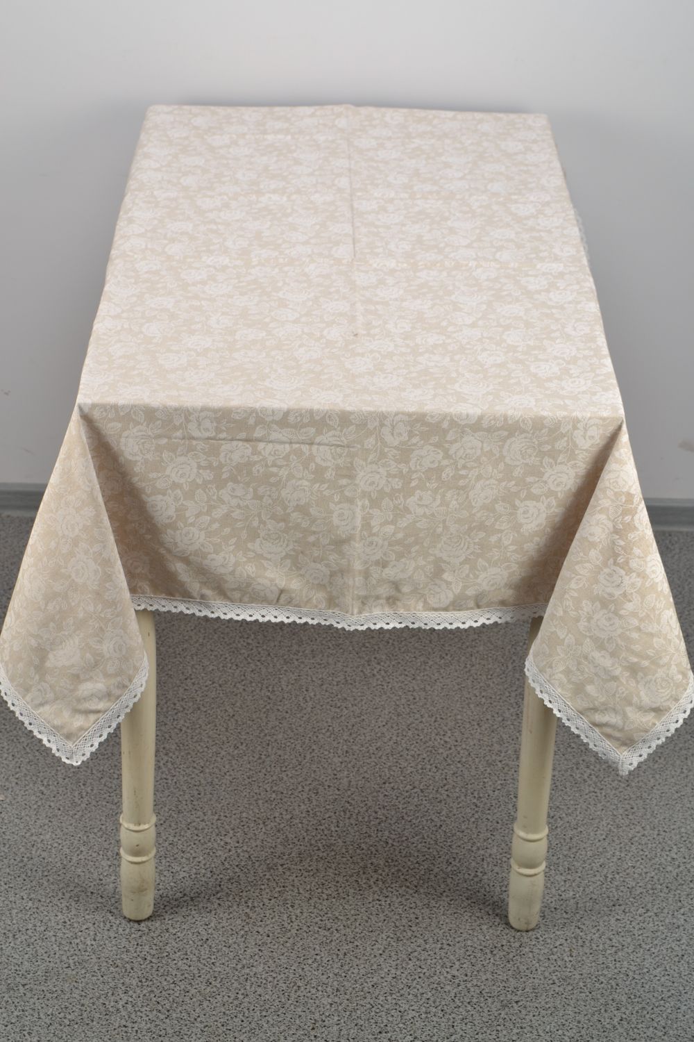 Nappe de table rectangulaire avec dentelle faite main originale Rose blanche photo 2