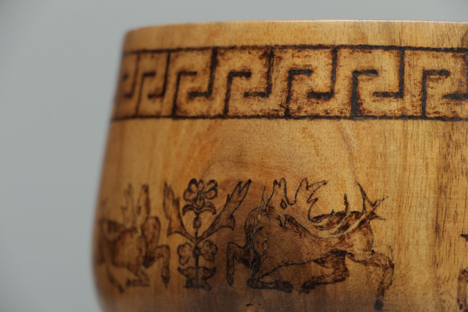 Handmade wooden goblet decorated with pyrography photo 2
