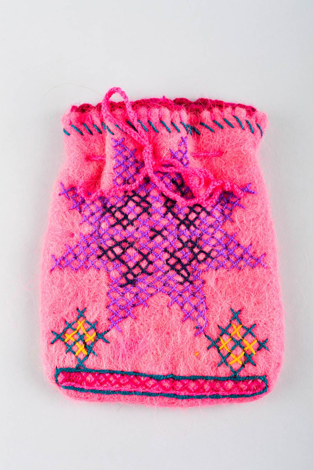 Porte-monnaie fait main Porte-monnaie en laine feutrée rose Accessoire femme photo 7