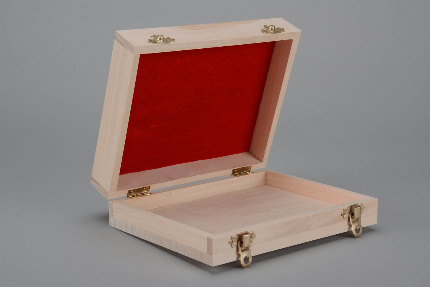 Caja de madera para creatividad decorada con terciopelo foto 1