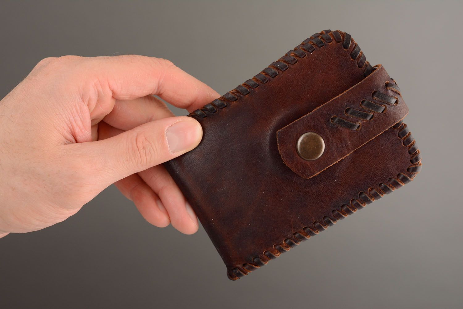 Braunes Portemonnaie aus Echtleder foto 5
