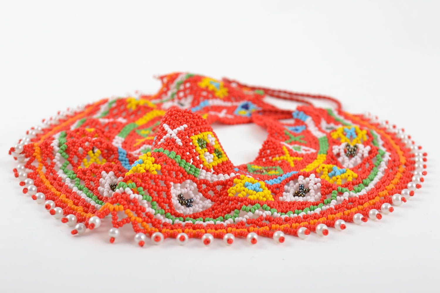Handgemachte breite Halskette aus Glasperlen Designer Collier bunt Geschenk foto 3