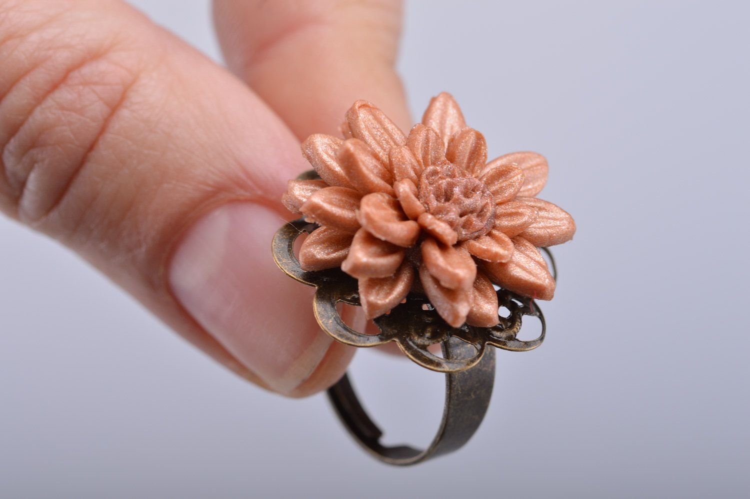Handgemachtes Schmuck Set Ring und Ohrringe Schmetterlinge aus Polymerton 2 Stück  foto 2