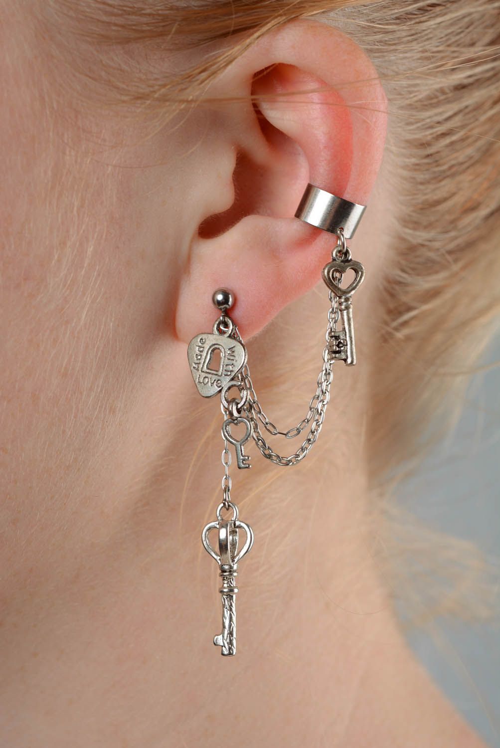 Cuff earrings Key to the Heart photo 3