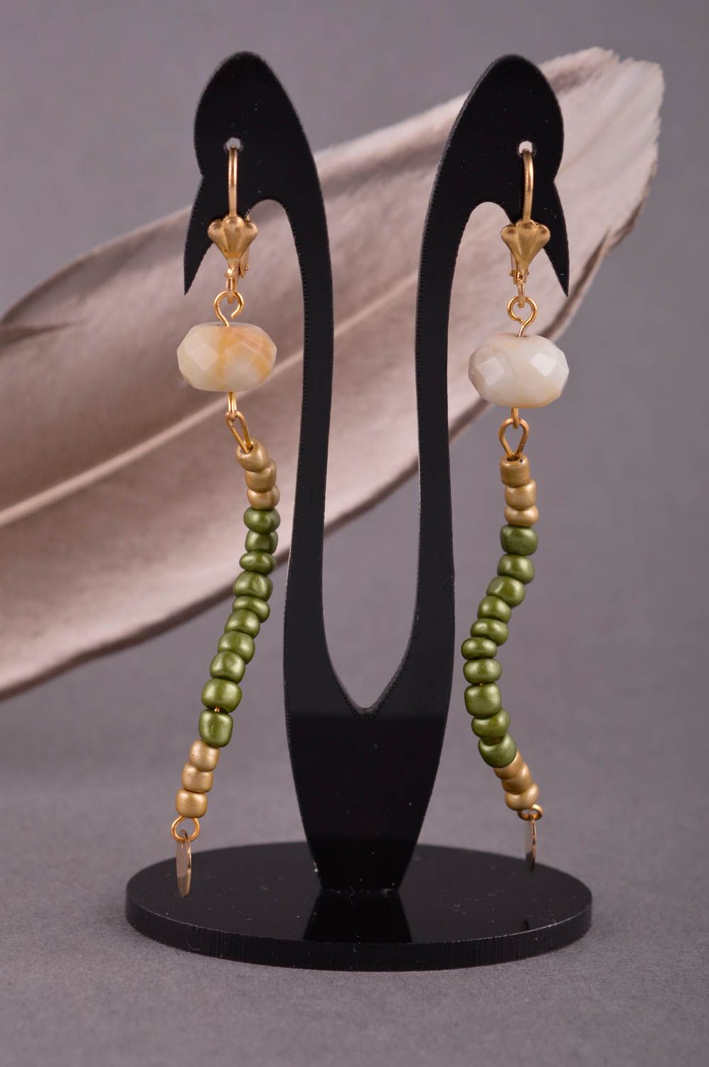 Handmade stylish earrings long earrings with charms beaded earrings for women photo 1