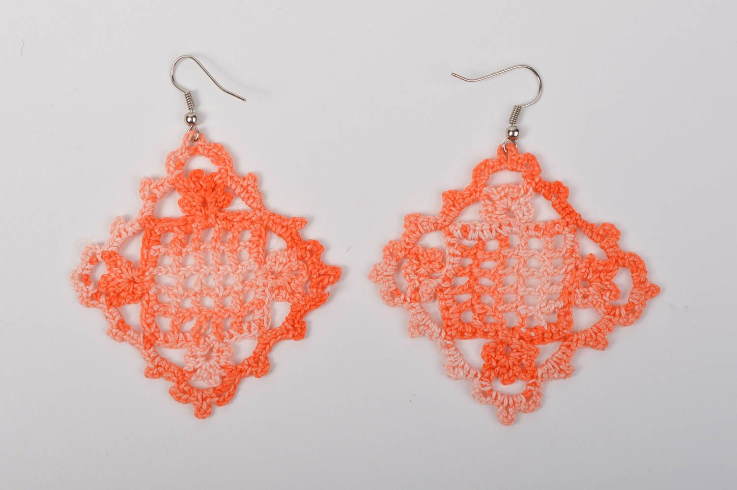 Handmade jewelry unusual earrings large earrings crocheted earrings gift ideas photo 3