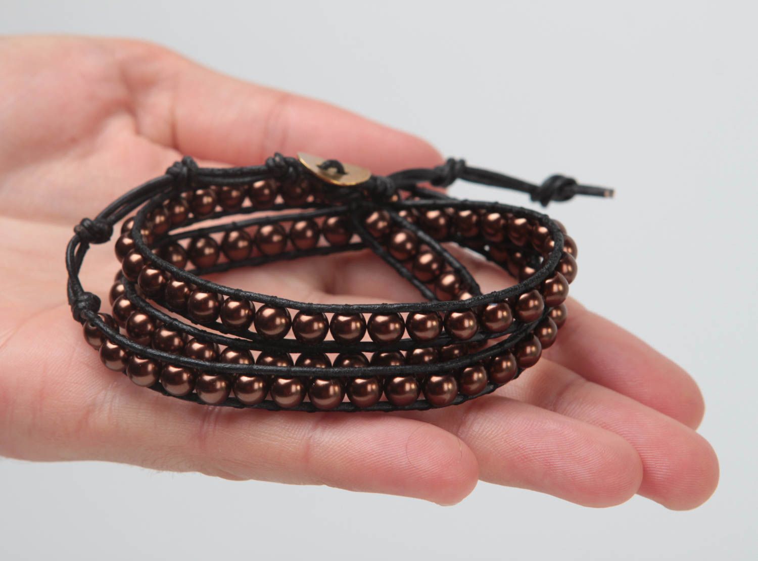 Handmade mehrreihiges Armband Schmuck aus Glasperlen Designer Accessoire foto 6