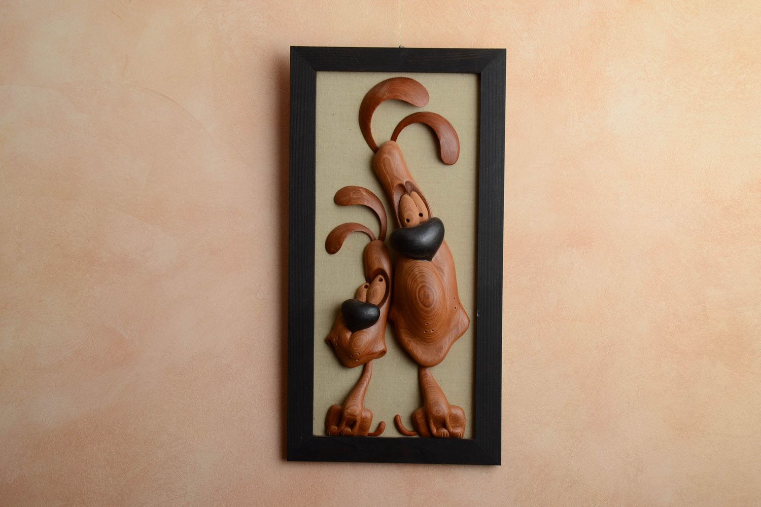 Wooden picture Two Dogs photo 1